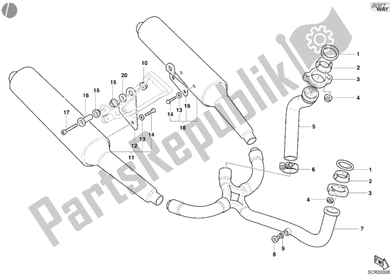 All parts for the Exhaust System of the Ducati Supersport 900 S 2002